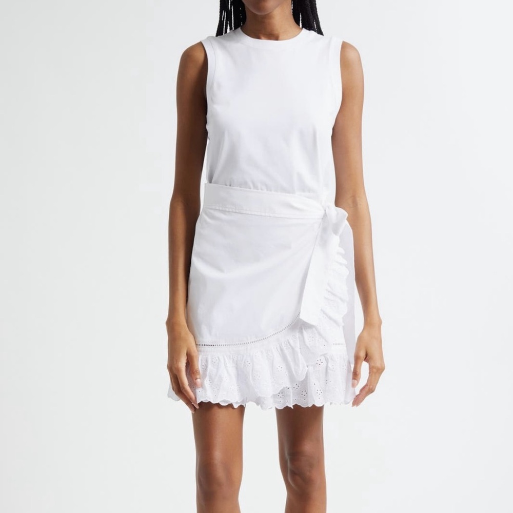 Cinq à Sept sleeveless eyelet stretch cotton wrap dress